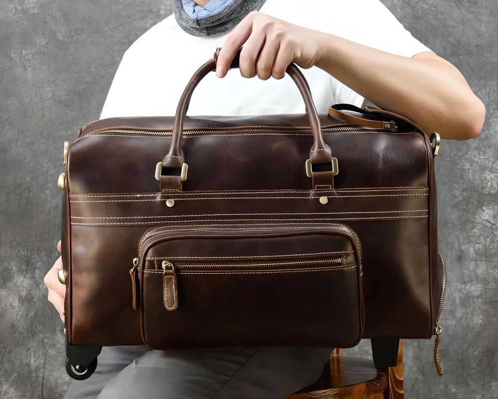 leather carry on suitcase with wheels